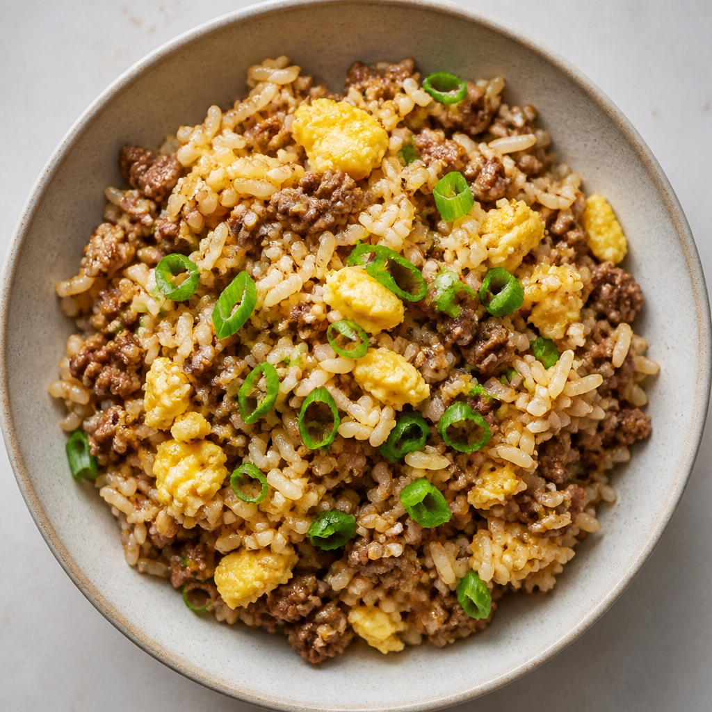 Savory Ground Beef and Egg Rice Cooker Hack